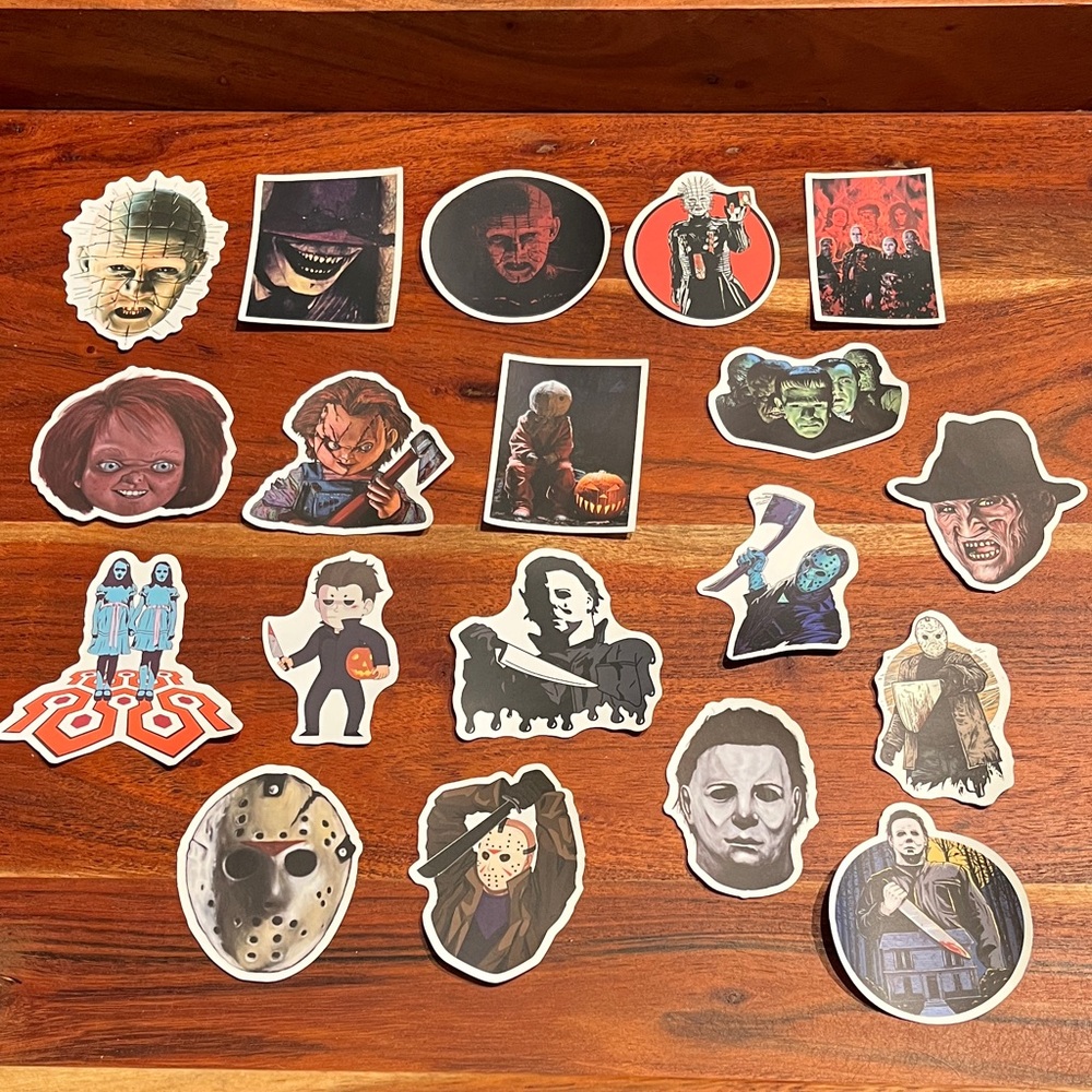 SET OF HORROR MOVIE CHARACTER STICKERS